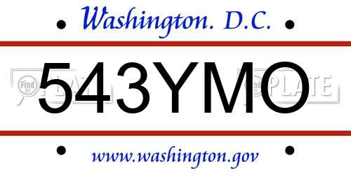 543YMO District Of Columbia License Plate