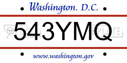 543YMQ District Of Columbia License Plate