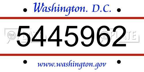 5445962 District Of Columbia License Plate