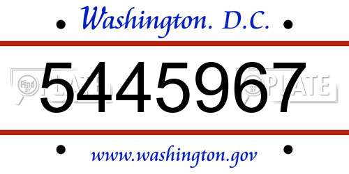 5445967 District Of Columbia License Plate