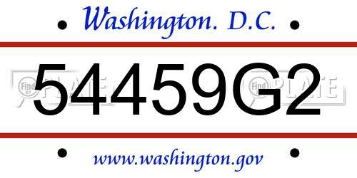 54459G2 District Of Columbia License Plate