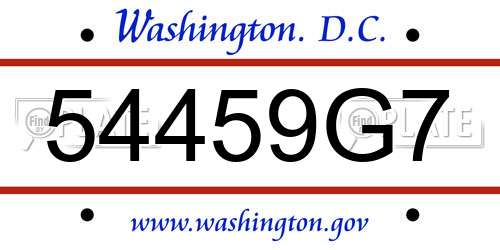 54459G7 District Of Columbia License Plate