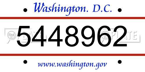 5448962 District Of Columbia License Plate