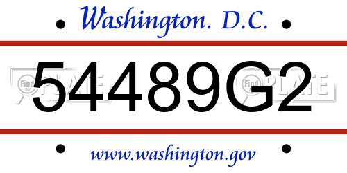 54489G2 District Of Columbia License Plate