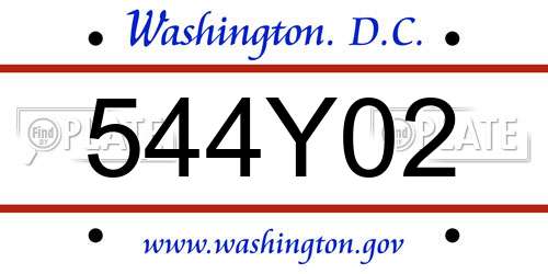 544Y02 District Of Columbia License Plate