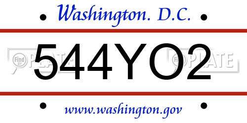 544YO2 District Of Columbia License Plate