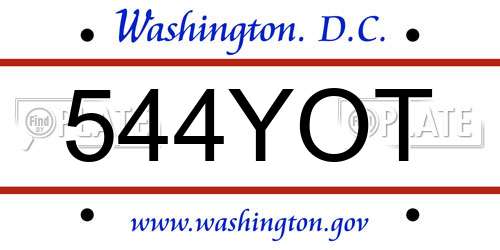 544YOT District Of Columbia License Plate