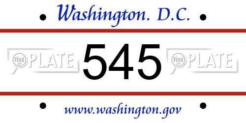 545 District Of Columbia License Plate