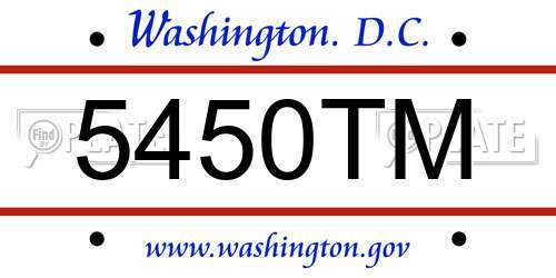 5450TM District Of Columbia License Plate