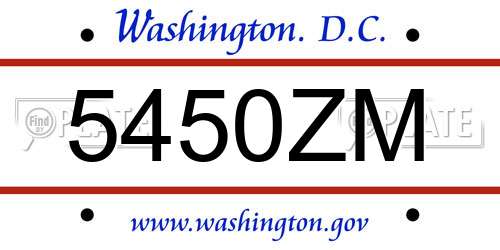 5450ZM District Of Columbia License Plate