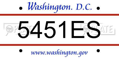5451ES District Of Columbia License Plate