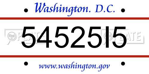 54525I5 District Of Columbia License Plate