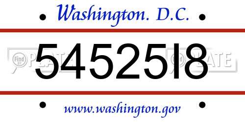54525I8 District Of Columbia License Plate