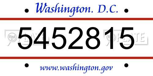 5452815 District Of Columbia License Plate