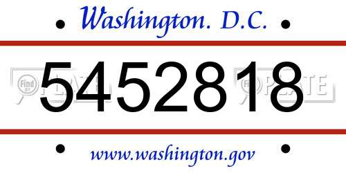 5452818 District Of Columbia License Plate