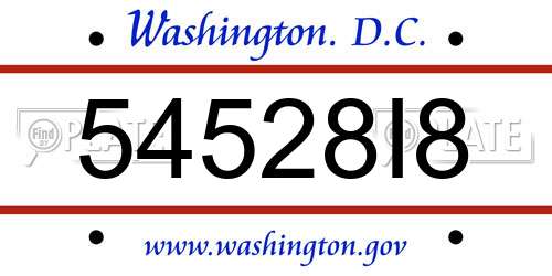54528I8 District Of Columbia License Plate