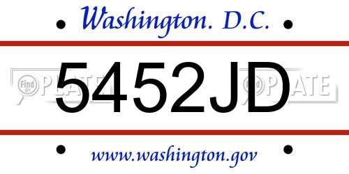 5452JD District Of Columbia License Plate