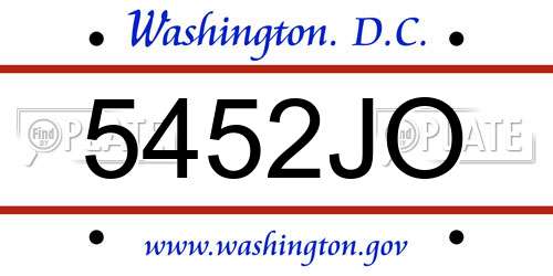 5452JO District Of Columbia License Plate