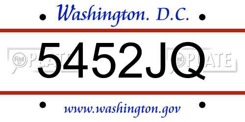 5452JQ District Of Columbia License Plate