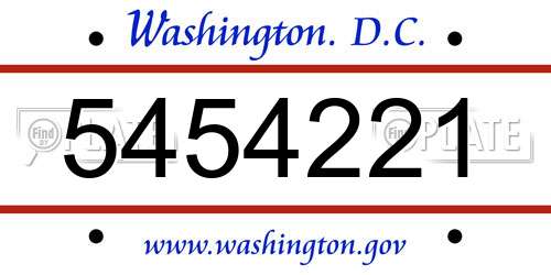 5454221 District Of Columbia License Plate