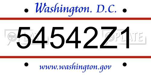 54542Z1 District Of Columbia License Plate