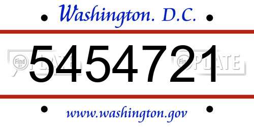 5454721 District Of Columbia License Plate