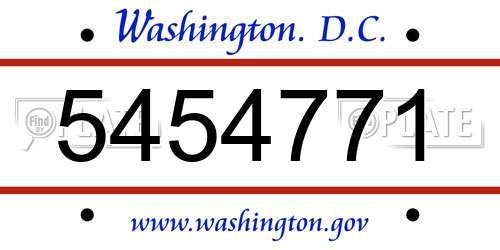 5454771 District Of Columbia License Plate