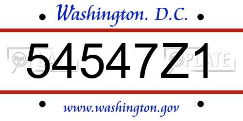 54547Z1 District Of Columbia License Plate