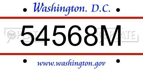 54568M District Of Columbia License Plate