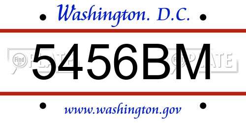 5456BM District Of Columbia License Plate