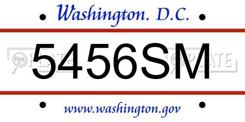 5456SM District Of Columbia License Plate