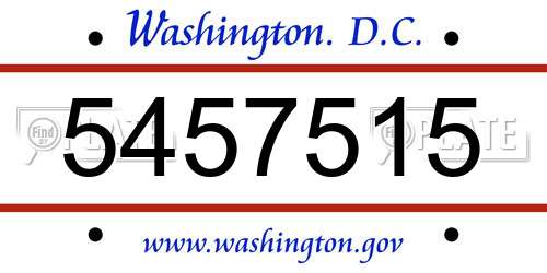 5457515 District Of Columbia License Plate