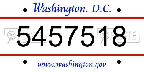 5457518 District Of Columbia License Plate