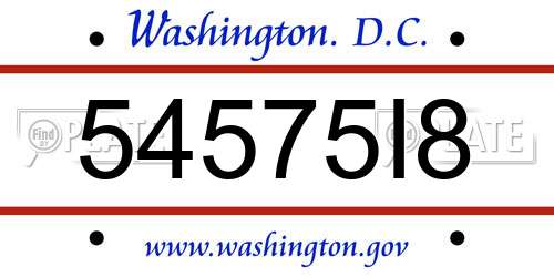 54575I8 District Of Columbia License Plate