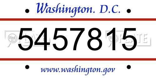 5457815 District Of Columbia License Plate