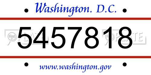 5457818 District Of Columbia License Plate
