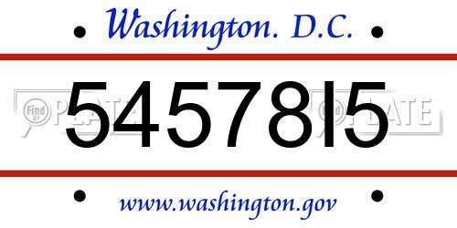 54578I5 District Of Columbia License Plate