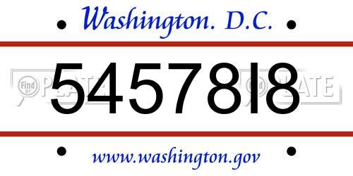54578I8 District Of Columbia License Plate