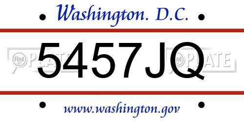 5457JQ District Of Columbia License Plate