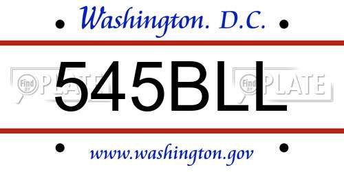 545BLL District Of Columbia License Plate