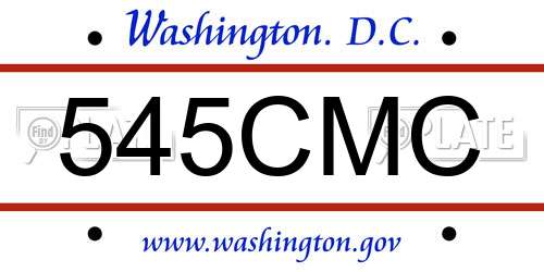 545CMC District Of Columbia License Plate