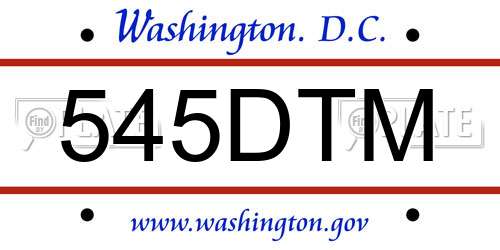 545DTM District Of Columbia License Plate