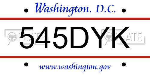 545DYK District Of Columbia License Plate