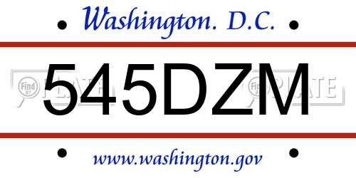 545DZM District Of Columbia License Plate