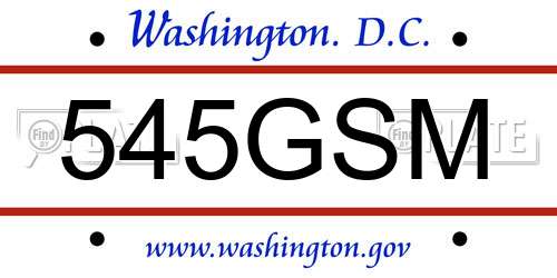 545GSM District Of Columbia License Plate