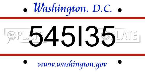 545I35 District Of Columbia License Plate