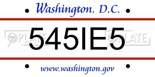 545IE5 District Of Columbia License Plate