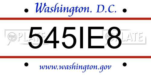 545IE8 District Of Columbia License Plate