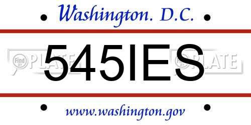 545IES District Of Columbia License Plate