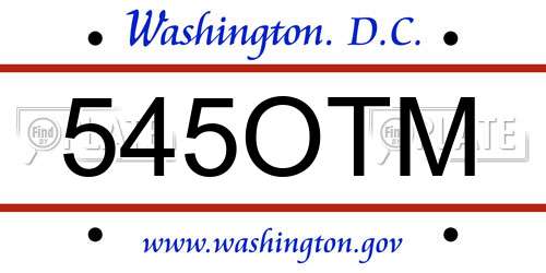 545OTM District Of Columbia License Plate